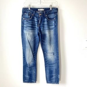 Zara Denim Jean Capris Size 4 Distressed Style - image 1